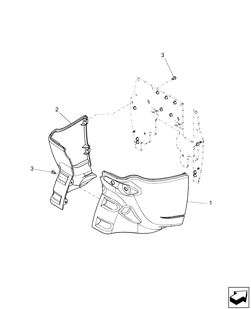 Схема запчастей Case IH DX31 - (08.02.01) - LOWER PLASTIC TRIM (08) - SHEET METAL