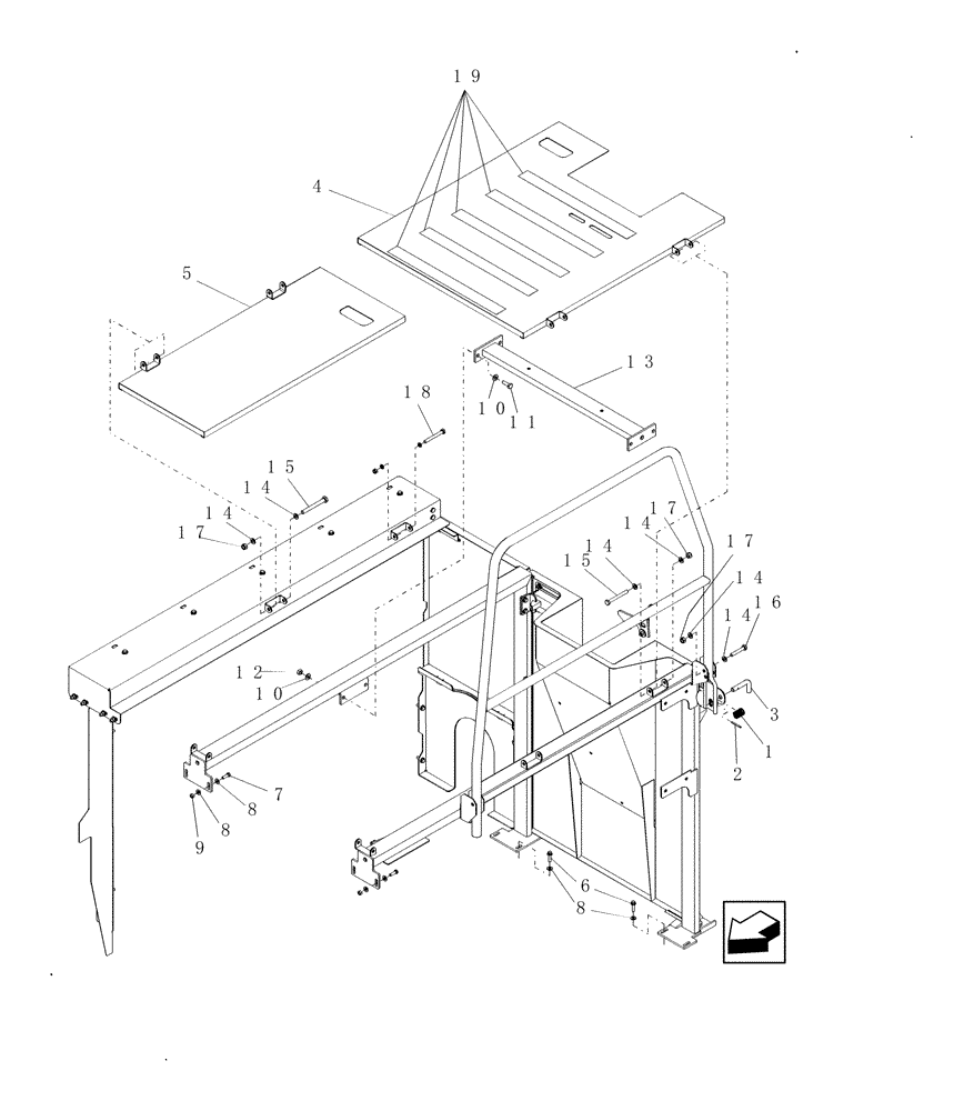 Схема запчастей Case IH 9010 - (90.102.03[05]) - GUARDS, ENGINE - PRIOR TO PIN HAJ202001 - 8010 (90) - PLATFORM, CAB, BODYWORK AND DECALS