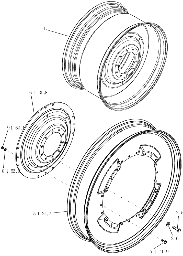 Схема запчастей Case IH MX210 - (06-54) - SOLID STEEL REAR WHEELS (06) - POWER TRAIN