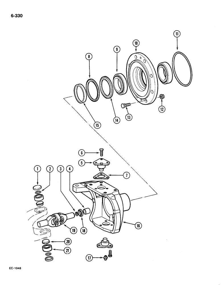 Схема запчастей Case IH 585 - (5-330) - STEERING KNUCKLE,4 WHEEL DRIVE, APL-330/325, P.I.N. 18001 AND AFTER (05) - STEERING