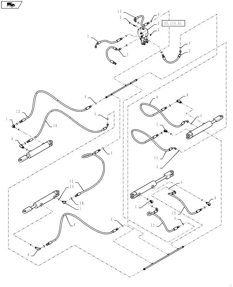 Схема запчастей Case IH 3230 - (35.130.01) - STANDARD AXLE HYDRAULIC GROUP (35) - HYDRAULIC SYSTEMS