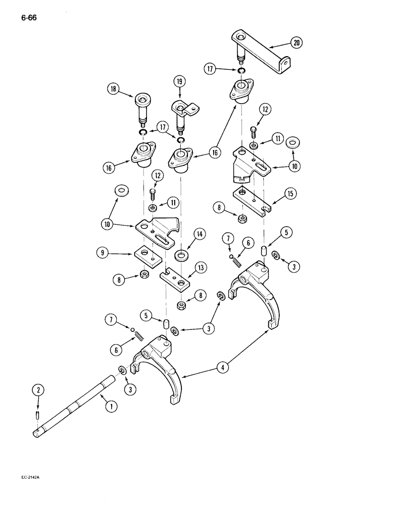 Схема запчастей Case IH 995 - (6-066) - TRANSMISSION SPEED SHIFT CONTROL, INTERNAL, TRACTOR WITHOUT CAB (06) - POWER TRAIN