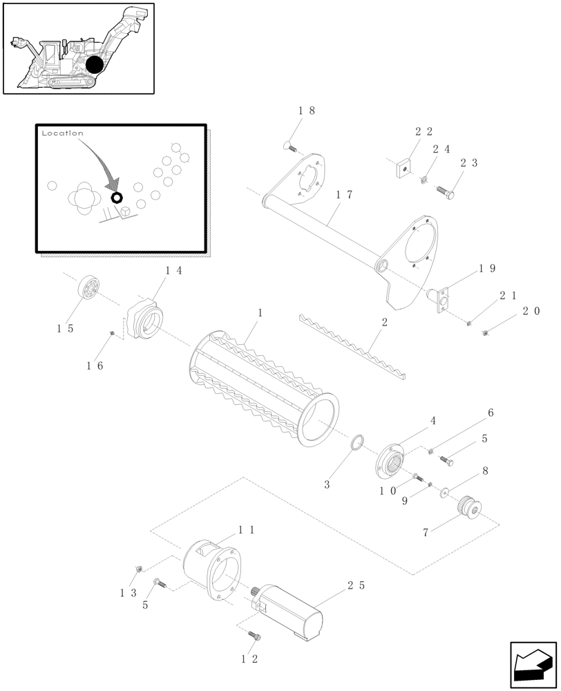 Схема запчастей Case IH A4000 - (A05.04[01]) - TOP ROLLER (LH DRIVE) Mainframe & Functioning Components