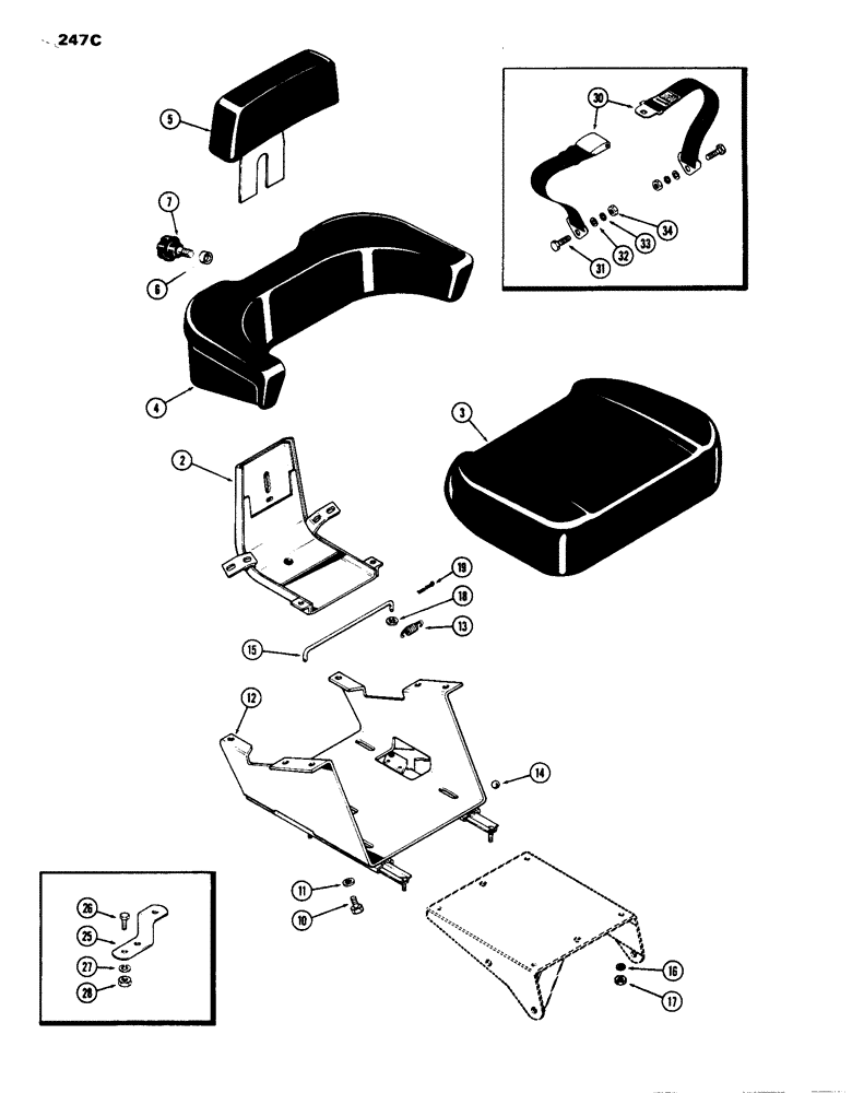 Схема запчастей Case IH 1070 - (247C) - SERIES 30 SEAT (09) - CHASSIS/ATTACHMENTS