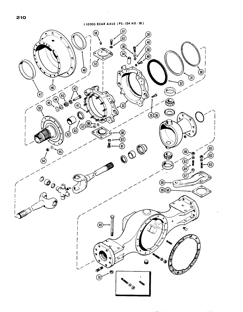 Схема запчастей Case IH 1200 - (210) - L10305 REAR AXLE HOUSING AND KNUCKLE, CONTINUED, 19.03 RATIO WITH CARDON JOINT (06) - POWER TRAIN
