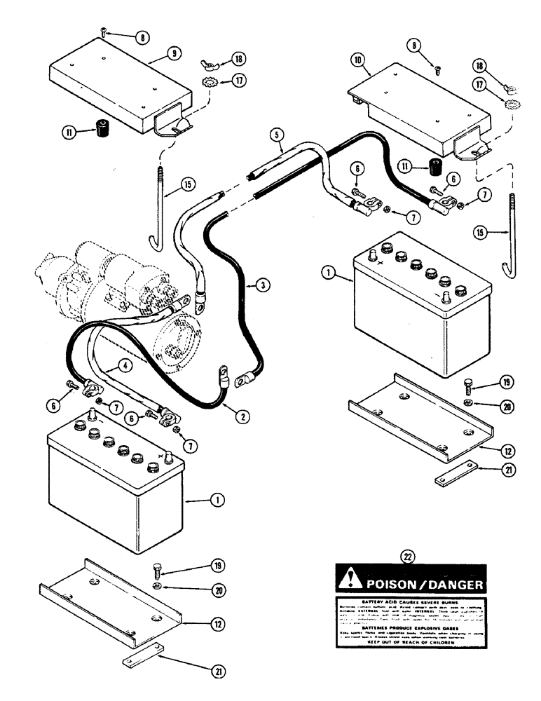 Схема запчастей Case IH 2470 - (094) - BATTERIES, CABLES, COVERS AND CARRIERS (04) - ELECTRICAL SYSTEMS
