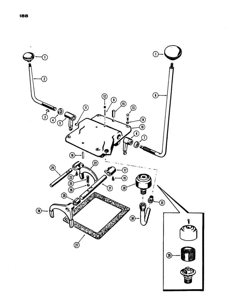 Схема запчастей Case IH 530 - (188) - SHUTTLE TRANSMISSION CONTROL COVER, PRIOR TO S/N 8262800 (06) - POWER TRAIN