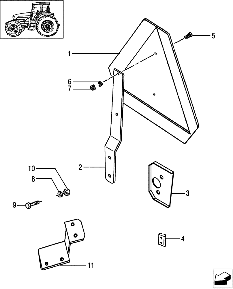 Схема запчастей Case IH JX65 - (1.99.3) - (VAR.007) NORTH AMERICA VERSION - SLOW MOVING VEHICLE SIGN (10) - OPERATORS PLATFORM/CAB