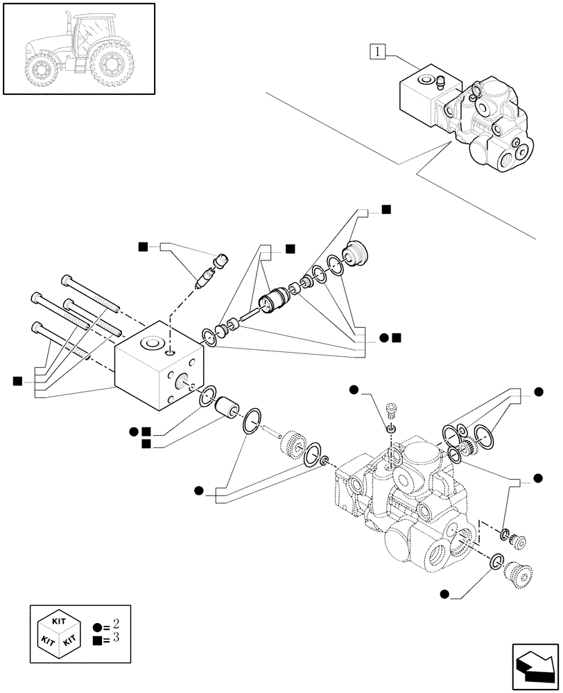 Схема запчастей Case IH PUMA 165 - (1.82.7/14A) - TRAILER BRAKE VALVE (ITALY) - BREAKDOWN (07) - HYDRAULIC SYSTEM