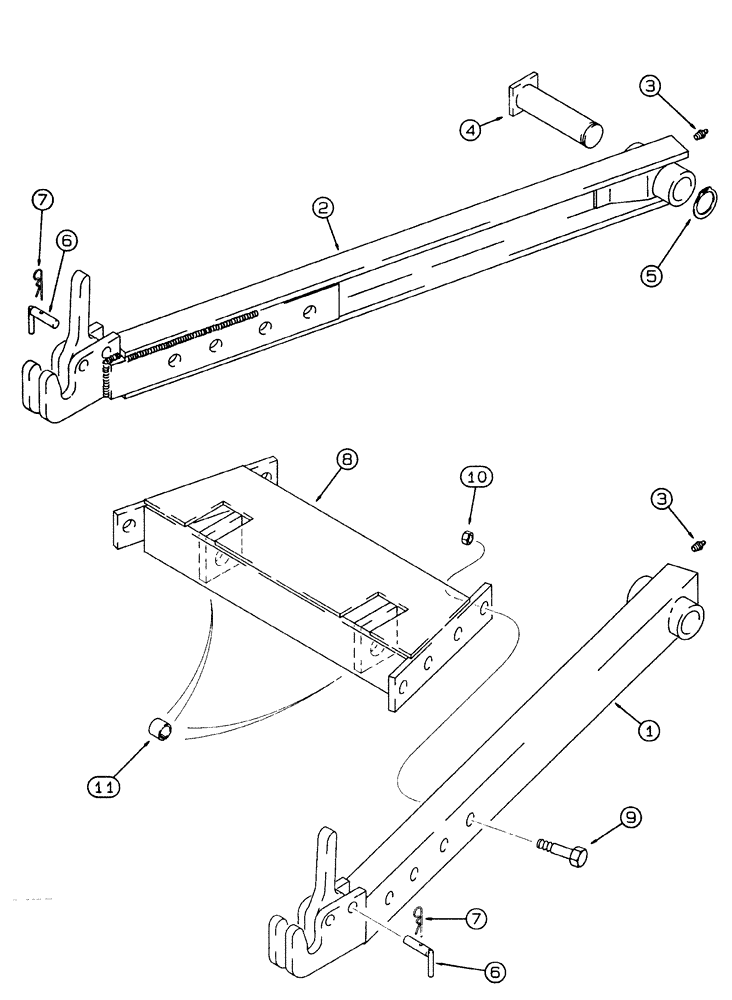 Схема запчастей Case IH 6800 - (9-08) - UNDERSLUNG HITCH (09) - CHASSIS/ATTACHMENTS