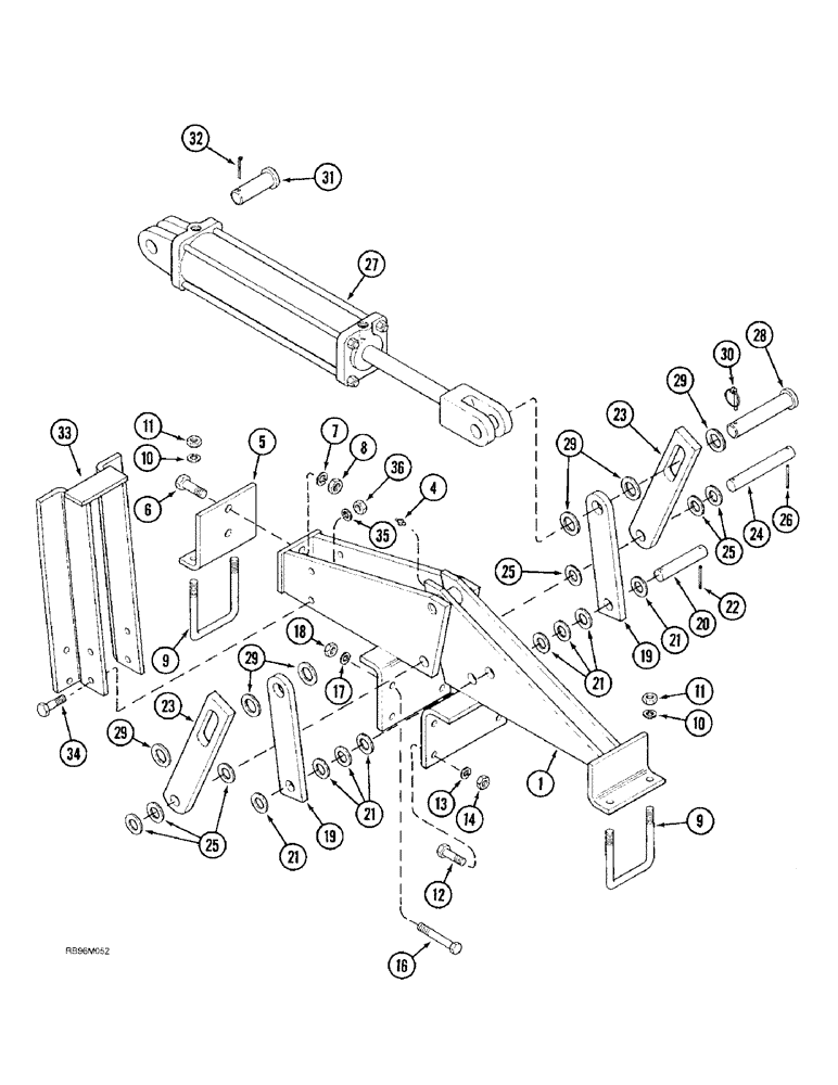 Схема запчастей Case IH 4300 - (9-040) - REAR WING LIFT HINGE AND CYLINDER MOUNTING, FLAT FOLD, FLOATING (09) - CHASSIS/ATTACHMENTS