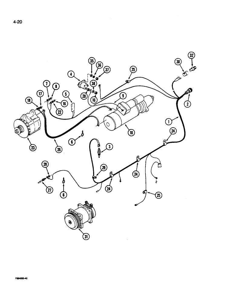 Схема запчастей Case IH 9270 - (4-020) - ENGINE HARNESS PRIOR TO P.I.N. JCB0028400 (04) - ELECTRICAL SYSTEMS