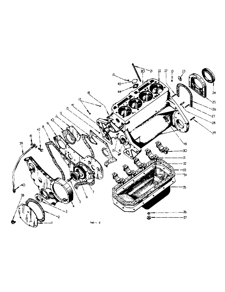 Схема запчастей Case IH 276 - (1-05) - CRANKCASE, FRONT COVER AND OIL PAN (02) - ENGINE