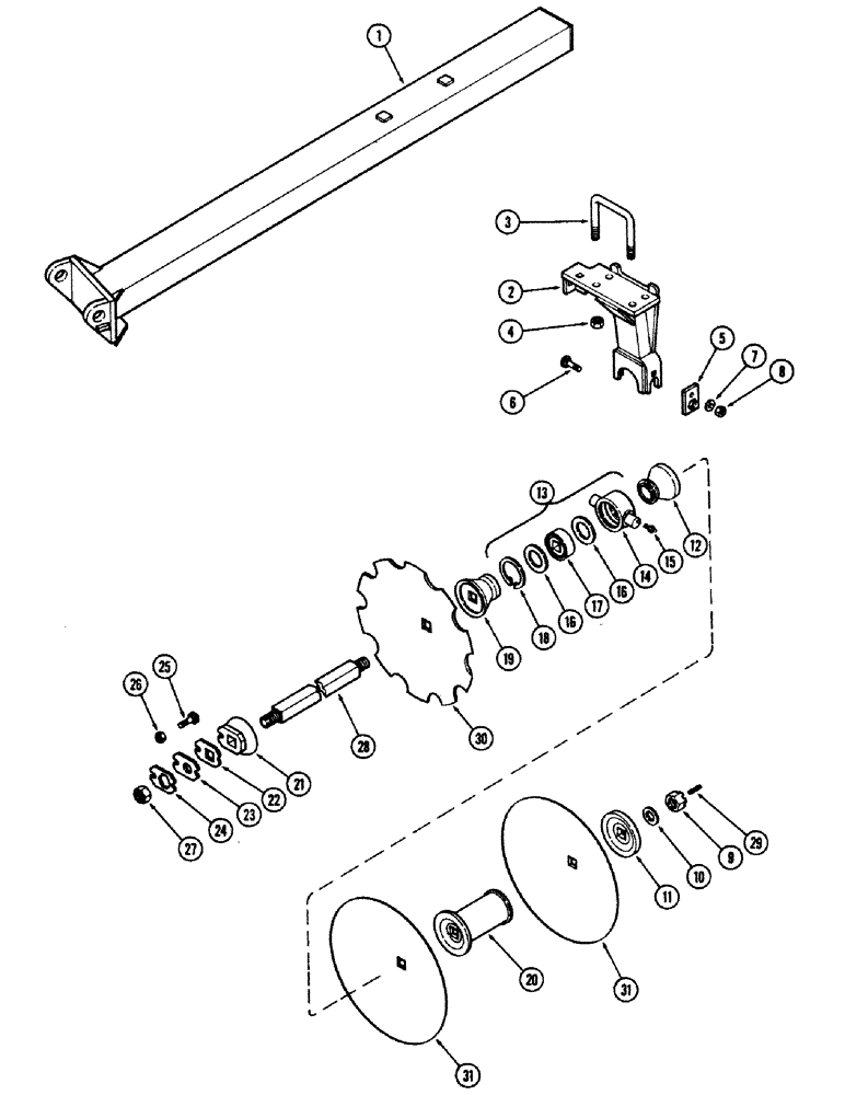 Схема запчастей Case IH E30 - (046) - REAR LEFT WING GANG, 9 INCH (228.6 MM) SPACING, MODEL 9-306 