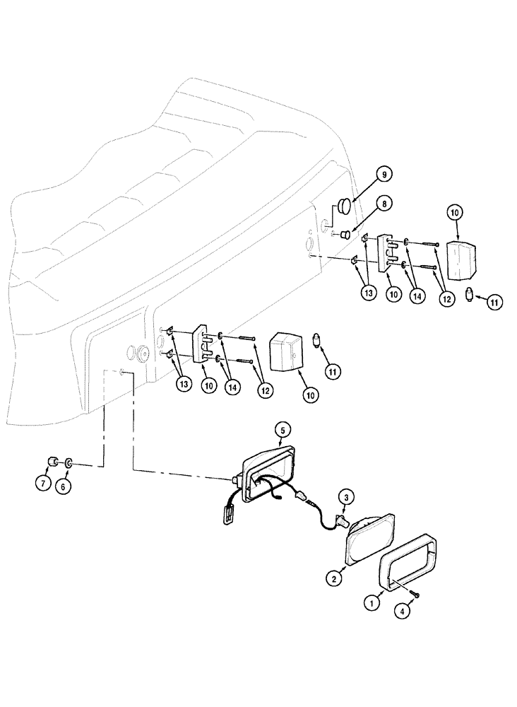 Схема запчастей Case IH MX120 - (04-26) - REAR LIGHTS - CAB ROOF (04) - ELECTRICAL SYSTEMS