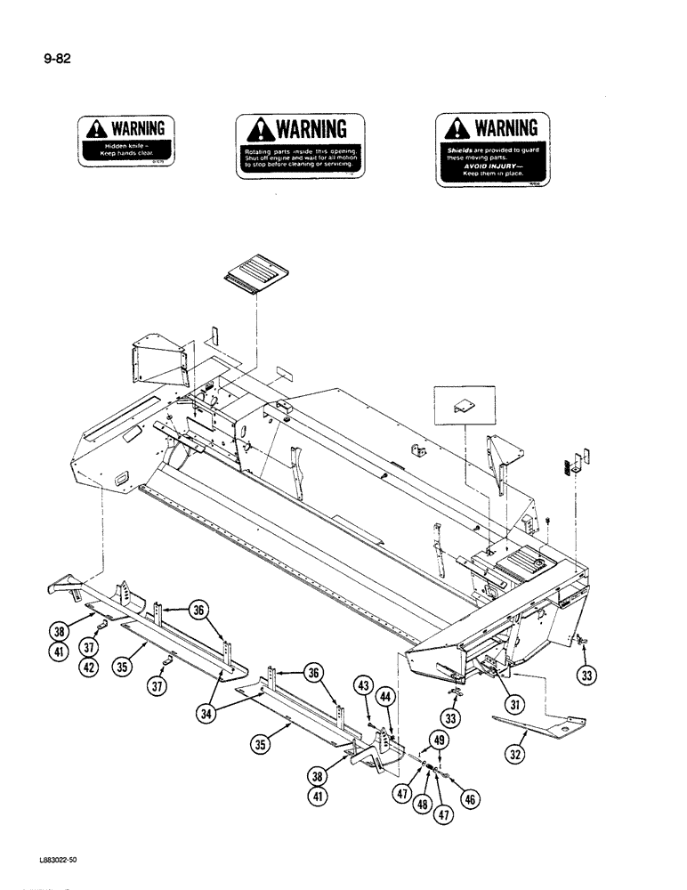 Схема запчастей Case IH 1590 - (9-082) - HEADER FRAME, 1490 AND 1590 MOWER CONDITIONER (03) - CHASSIS/MOUNTED EQUIPMENT
