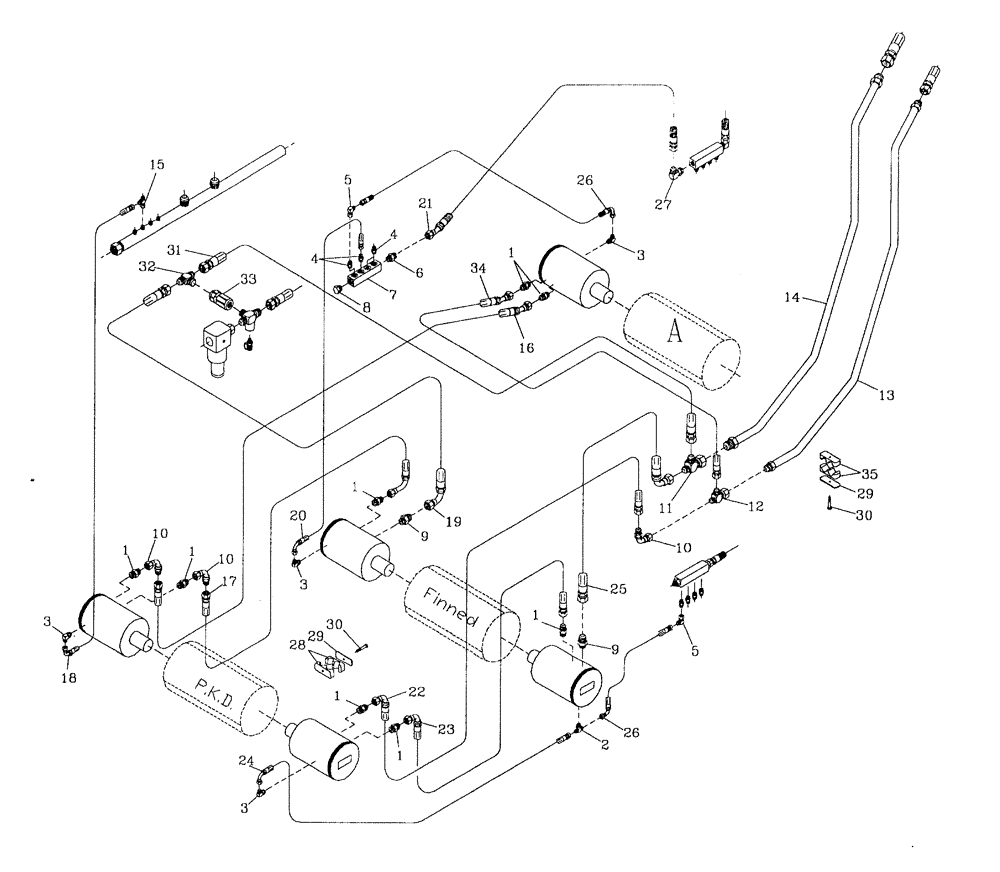 Схема запчастей Case IH 7700 - (B08[01]) - HYDRAULIC CIRCUIT {PKD/FINNED/1ST FLOATING ROLLERS} Hydraulic Components & Circuits