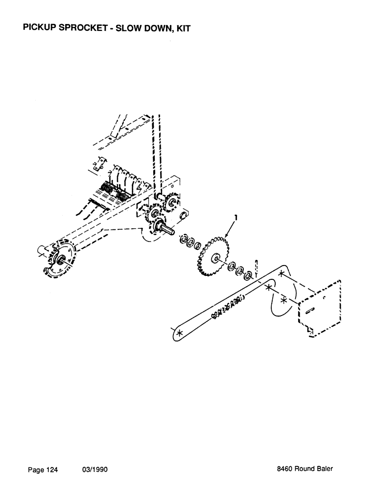 Схема запчастей Case IH 8460 - (124) - PICKUP SPROCKET, SLOW DOWN, KIT Pickup