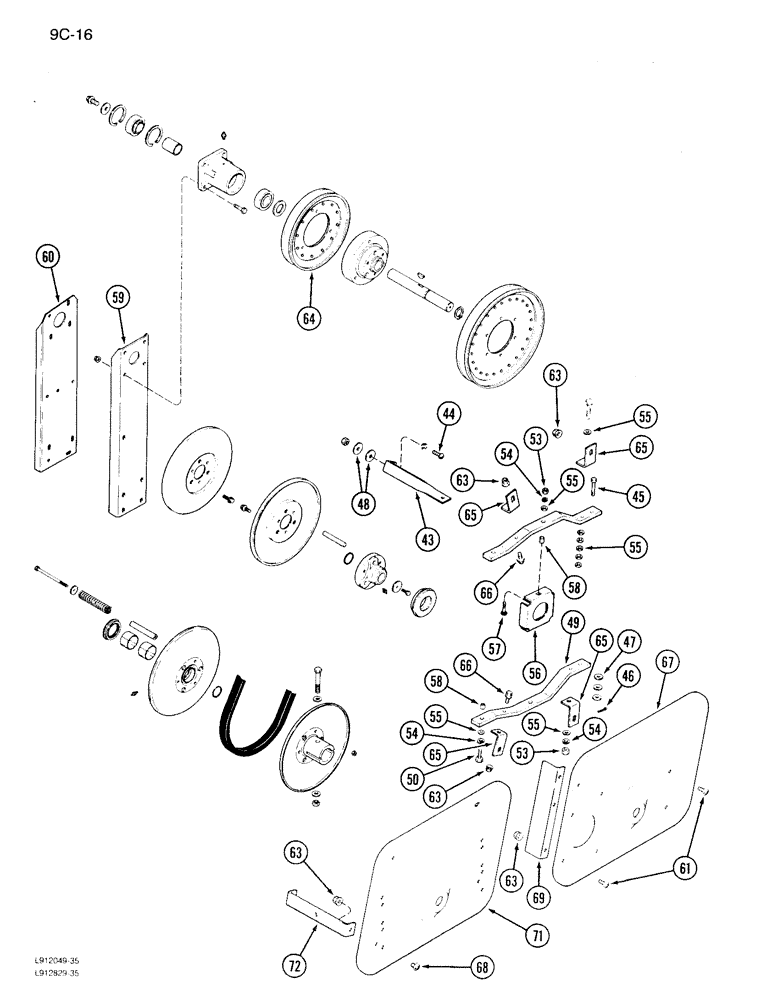 Схема запчастей Case IH 1640 - (9C-16) - CLEANING FAN DRIVE, P.I.N. JJC0097191 AND AFTER (CONTD) (15) - BEATER & CLEANING FANS