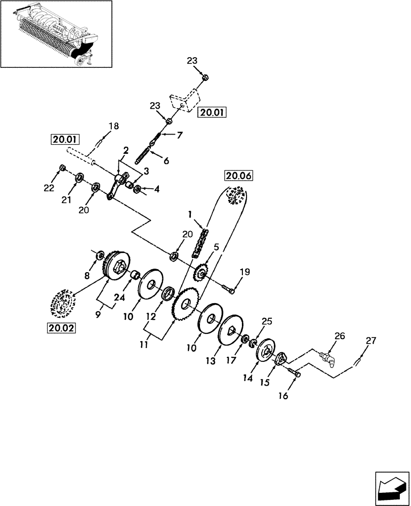 Схема запчастей Case IH HDX20P - (20.03) - PICK-UP, DRIVE (58) - ATTACHMENTS/HEADERS