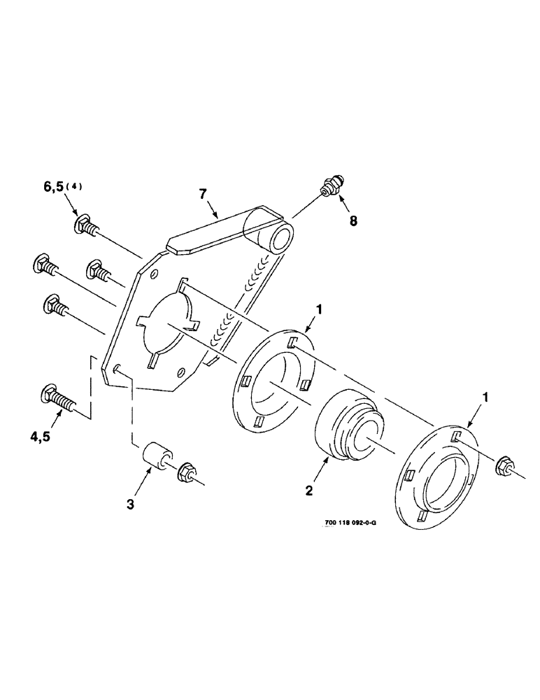 Схема запчастей Case IH 8340 - (5-08) - HAY CONDITIONER PIVOT ARM ASSEMBLY, LEFT & RIGHT (58) - ATTACHMENTS/HEADERS
