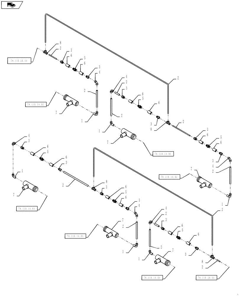Схема запчастей Case IH 610 - (78.110.20.AB) - LIQUID RECOVERY, 70 BOOM, 30" SPACING, OUTER BOOMS, LH/RH (78) - SPRAYING