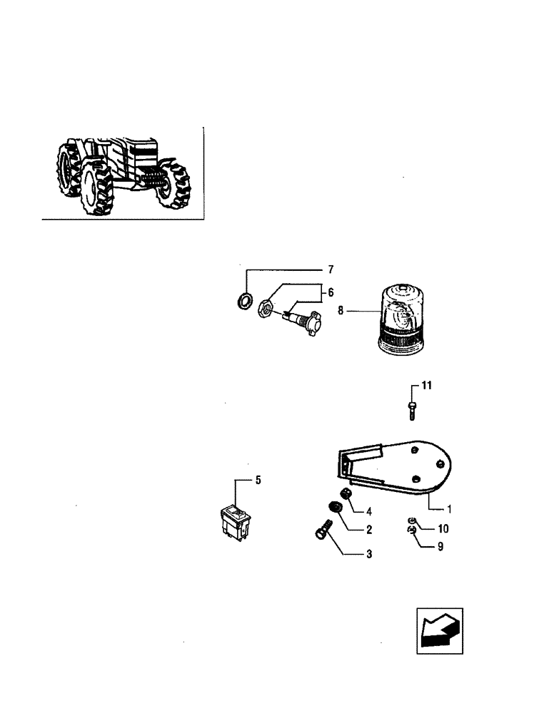 Схема запчастей Case IH JX95 - (1.92.9[03]) - ROTATING LIGHT - SUPPORT (10) - OPERATORS PLATFORM/CAB