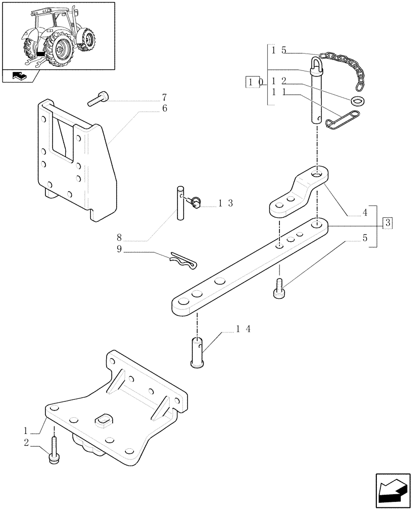Схема запчастей Case IH MAXXUM 110 - (1.89.0/03) - INDIPENDENT SWINGING DRAWBAR WITH CLEVIS (VAR.330937) (09) - IMPLEMENT LIFT