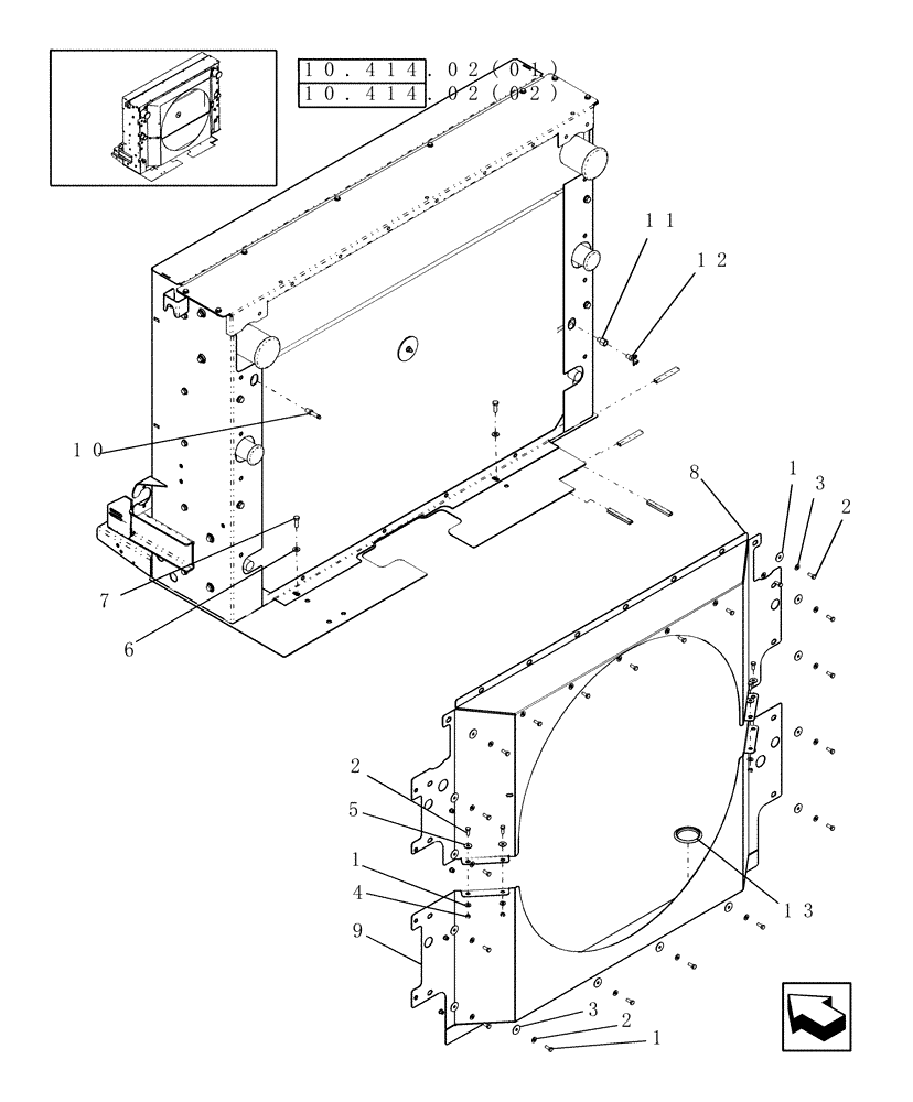 Схема запчастей Case IH 9010 - (10.406.08[03]) - FAN SHROUD - 9010 (10) - ENGINE