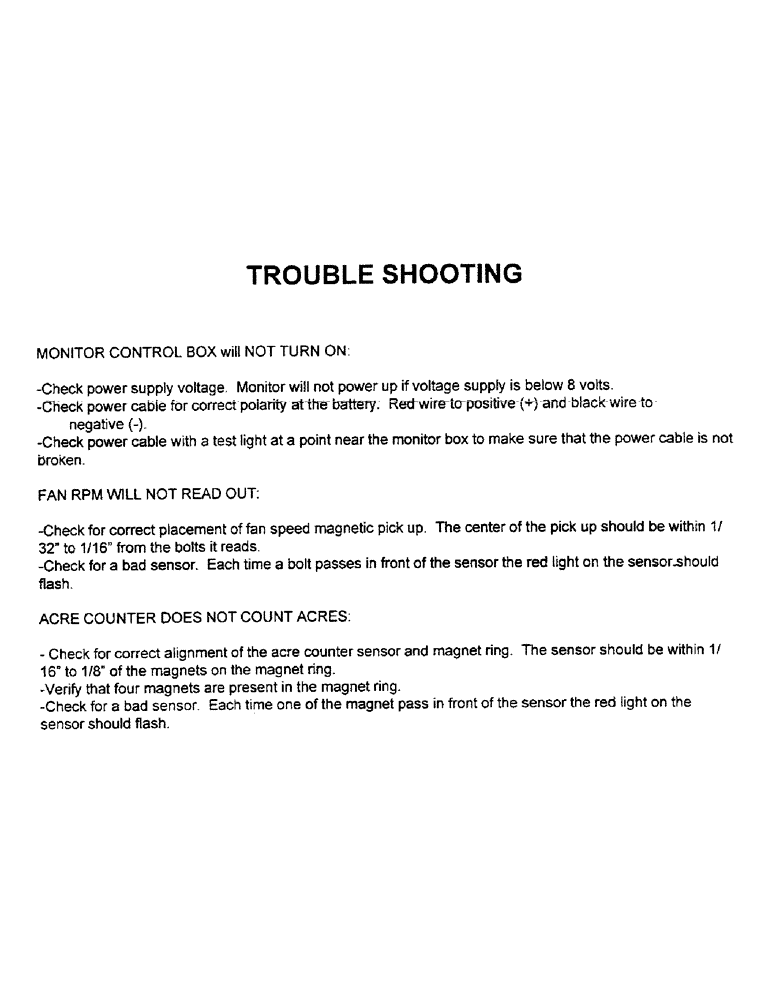 Схема запчастей Case IH 2400 - (C10) - TROUBLE SHOOTING 