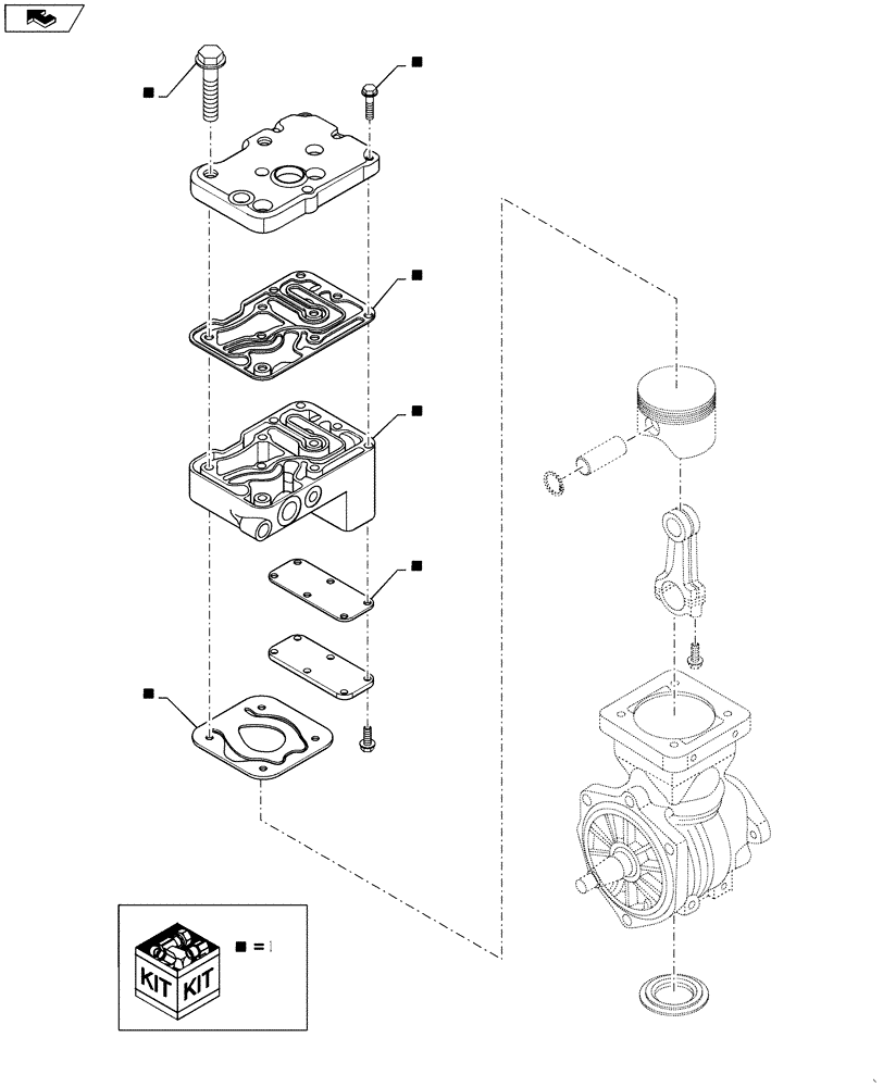 Схема запчастей Case IH TITAN 3030 - (36.100.01[02]) - AIR COMPRESSOR - REPAIR KIT (36) - PNEUMATIC SYSTEM