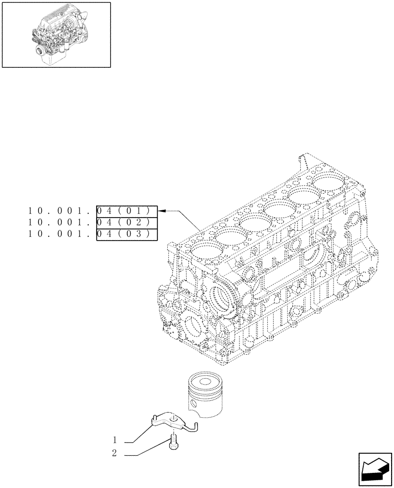 Схема запчастей Case IH 8120 - (10.001.02[02]) - CYLINDER BARREL LUBRICATION NOZZLE - 8120/8120(LA) (10) - ENGINE