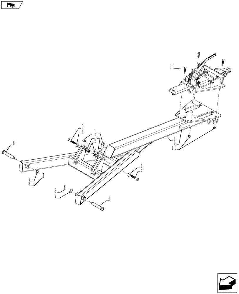 Схема запчастей Case IH NT950 - (39.110.03) - REAR HITCH FRAME (39) - FRAMES AND BALLASTING