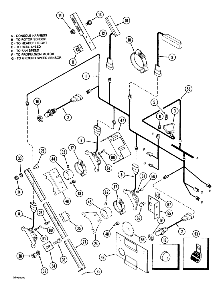 Схема запчастей Case IH 1670 - (4-46) - SHAFT SPEED MONITOR CONTROL, COMBINE WITH STRAW CHOPPER (06) - ELECTRICAL