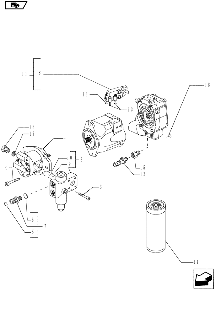 Схема запчастей Case IH MAGNUM 190 - (21.105.02[02]) - PUMPS FOR HYDRAULIC SYSTEM AND LIFT, PUMPS & FILTER, WITH POWERSHIFT TRANSMISSION (21) - TRANSMISSION