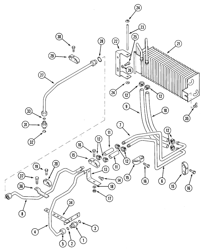 Схема запчастей Case IH 5120 - (8-02) - HYDRAULIC, OIL COOLER AND PIPES (08) - HYDRAULICS