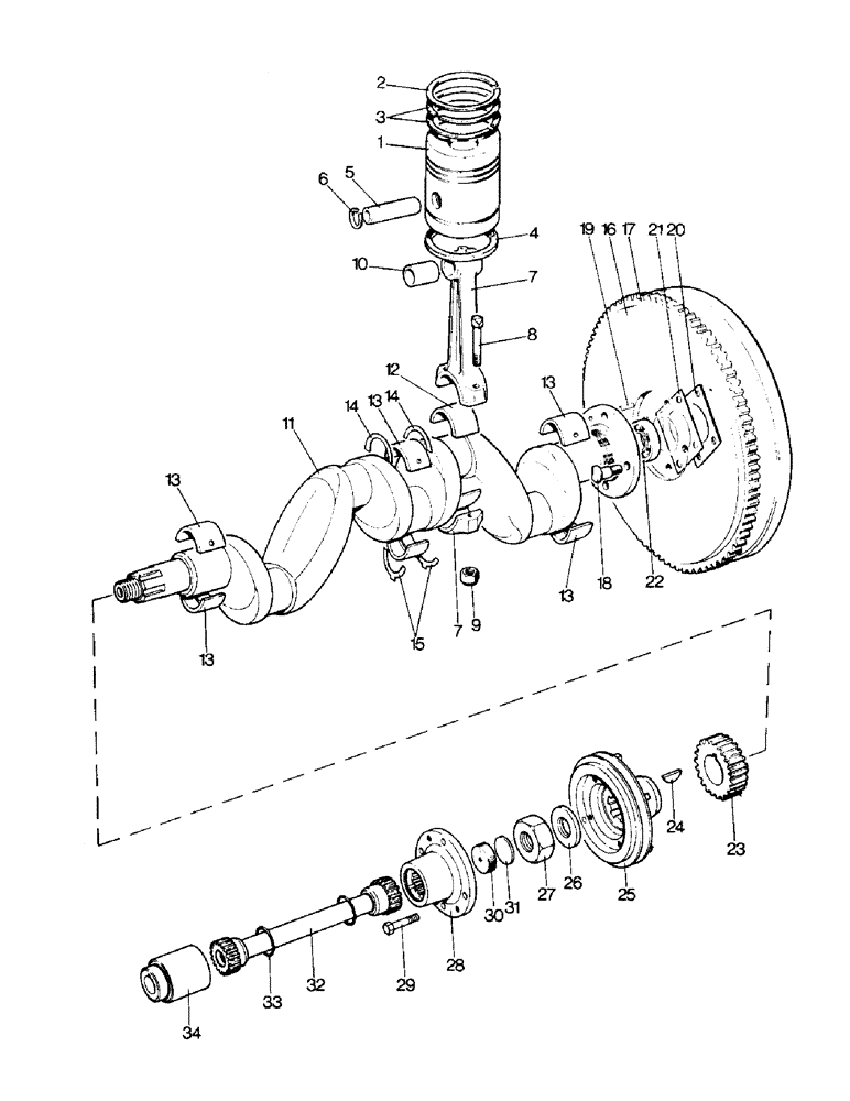 Схема запчастей Case IH 995 - (A03-1) - ENGINE, PISTONS, CRANKSHAFT AND FLYWHEEL (01) - ENGINE