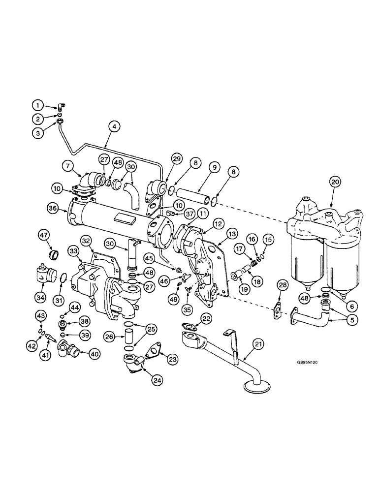 Схема запчастей Case IH DT-407 - (7-54) - ENGINE OIL COOLER, FILTER, OIL PUMP AND PIPING 
