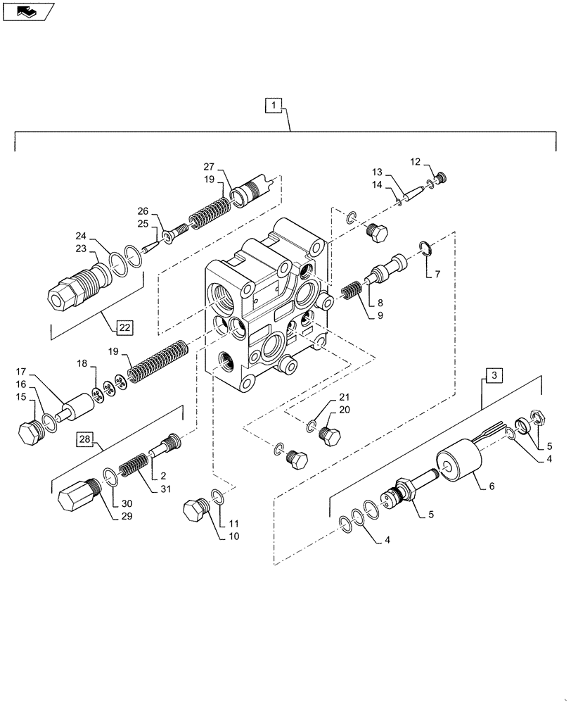 Схема запчастей Case IH QUADTRAC 500 - (21.135.02) - POWER SHIFT TRANSMISSION - REGULATOR VALVE (21) - TRANSMISSION