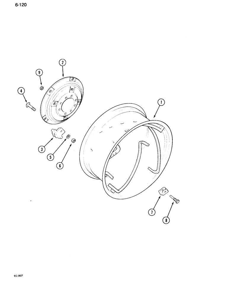 Схема запчастей Case IH 995 - (6-120) - REAR WHEELS, 28 INCH POWER ADJUSTED WHEEL (06) - POWER TRAIN