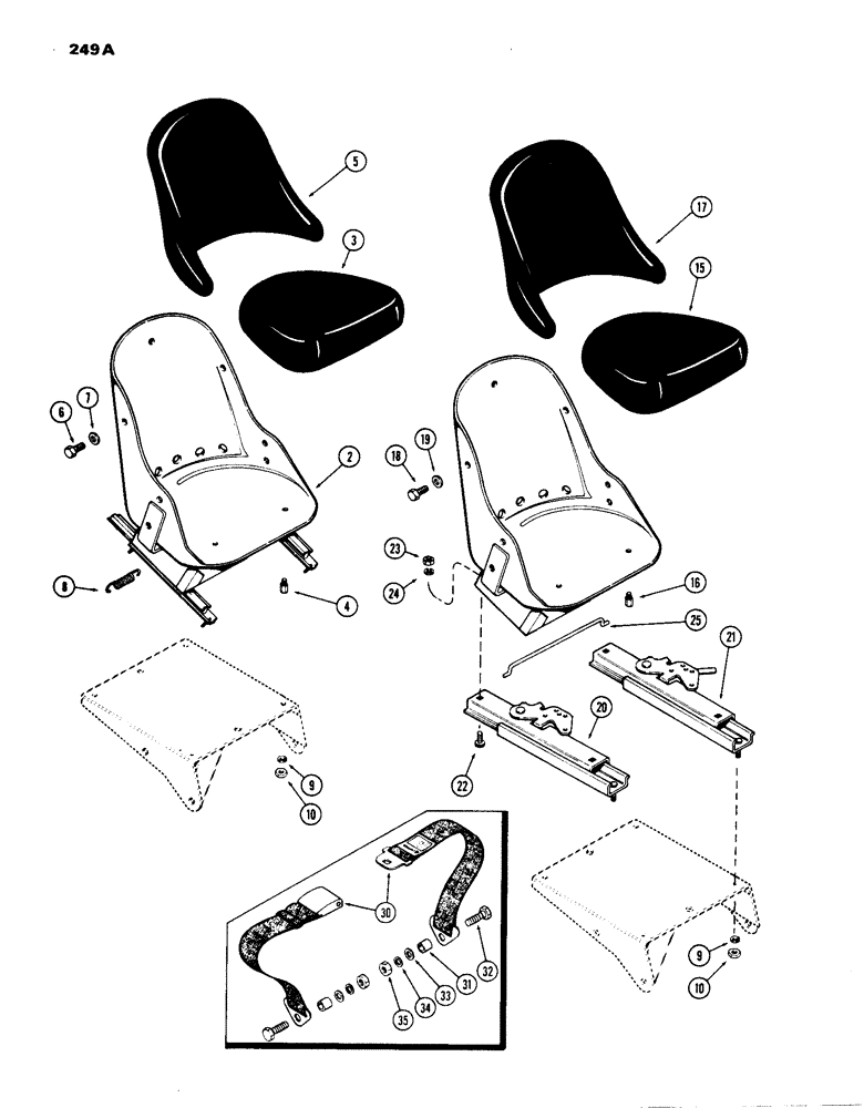 Схема запчастей Case IH 1070 - (249A) - BUCKET SEAT (09) - CHASSIS/ATTACHMENTS
