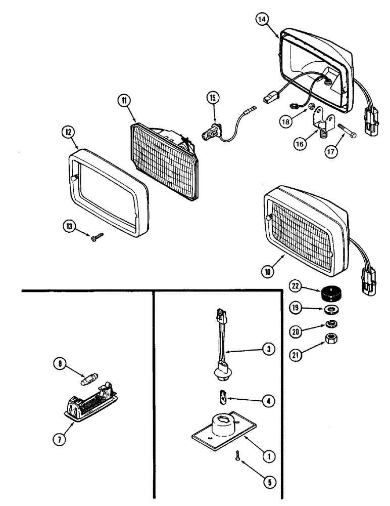 Схема запчастей Case IH 8920 - (4-042) - LAMP ASSEMBLIES (CONSOLE, CABE DOME AND CAB FLOOD LAMP) (04) - ELECTRICAL SYSTEMS