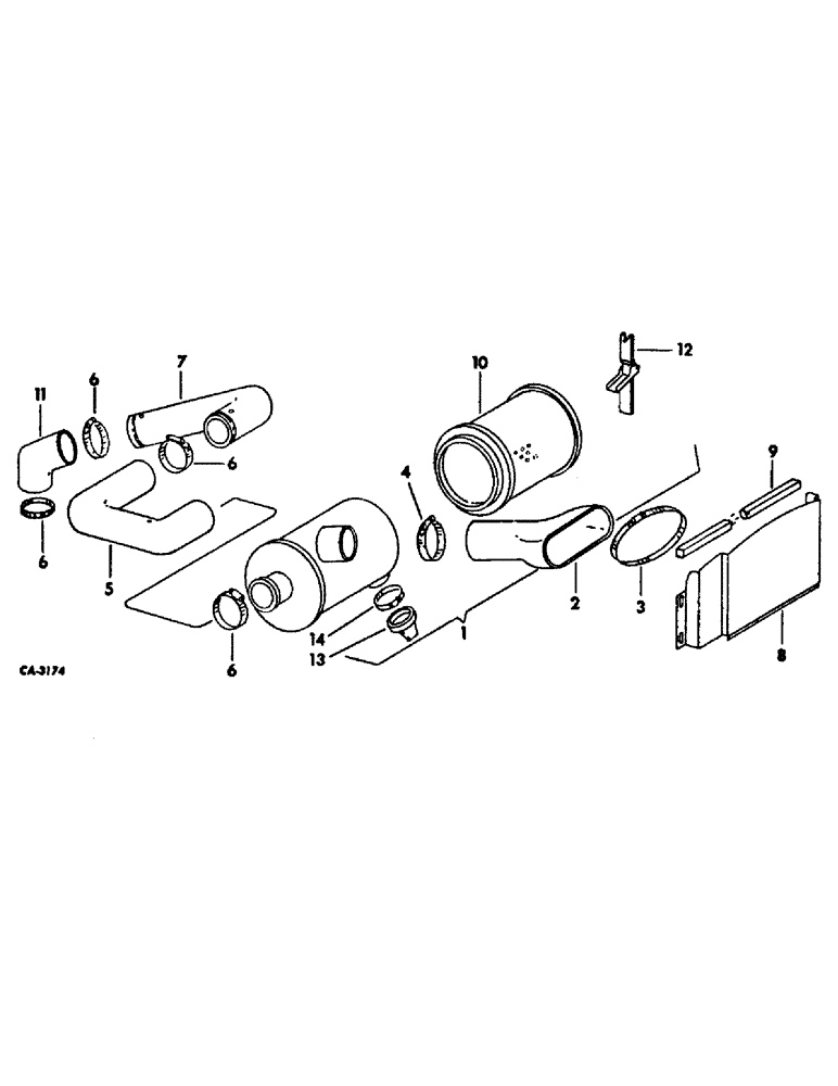Схема запчастей Case IH HYDRO 70 - (12-02) - POWER, AIR CLEANER AND CONNECTIONS, DIESEL Power