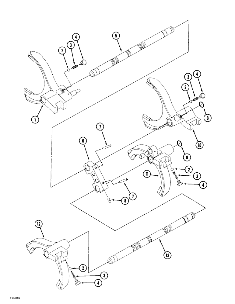 Схема запчастей Case IH 9370 - (6-050) - 12 SPEED SYNCHROSHIFT TRANSMISSION ASSEMBLY, SHIFTER FORK ASSEMBLY (06) - POWER TRAIN