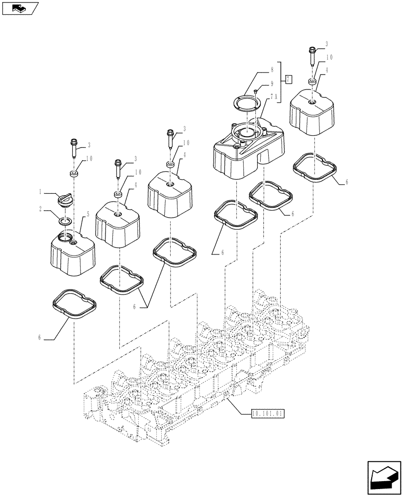 Схема запчастей Case IH F4GE9684C J602 - (10.101.02) - CYLINDER HEAD COVERS (10) - ENGINE