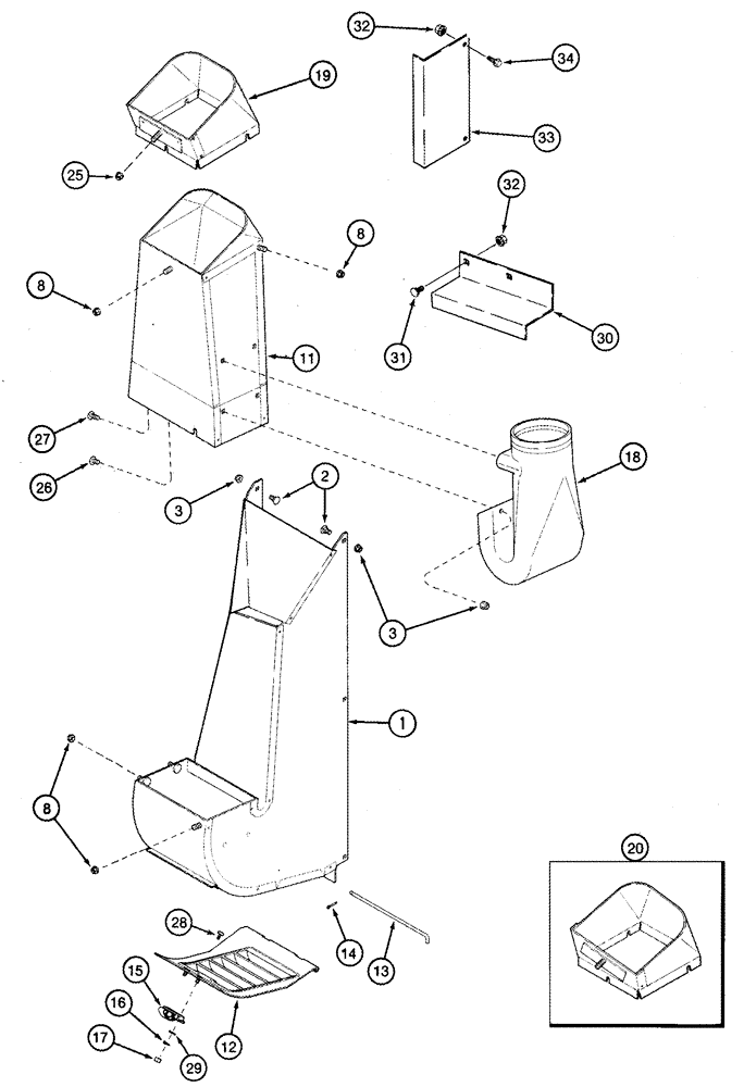 Схема запчастей Case IH 2555 - (09C-02) - DRUM OUTLETS REAR (15) - HANDLING SYSTEM