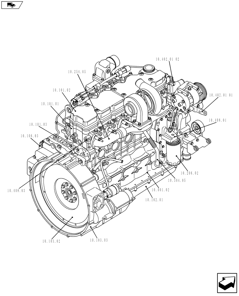 Схема запчастей Case IH P240 - (10.000.01[02]) - ENGINE (504355721) (10) - ENGINE