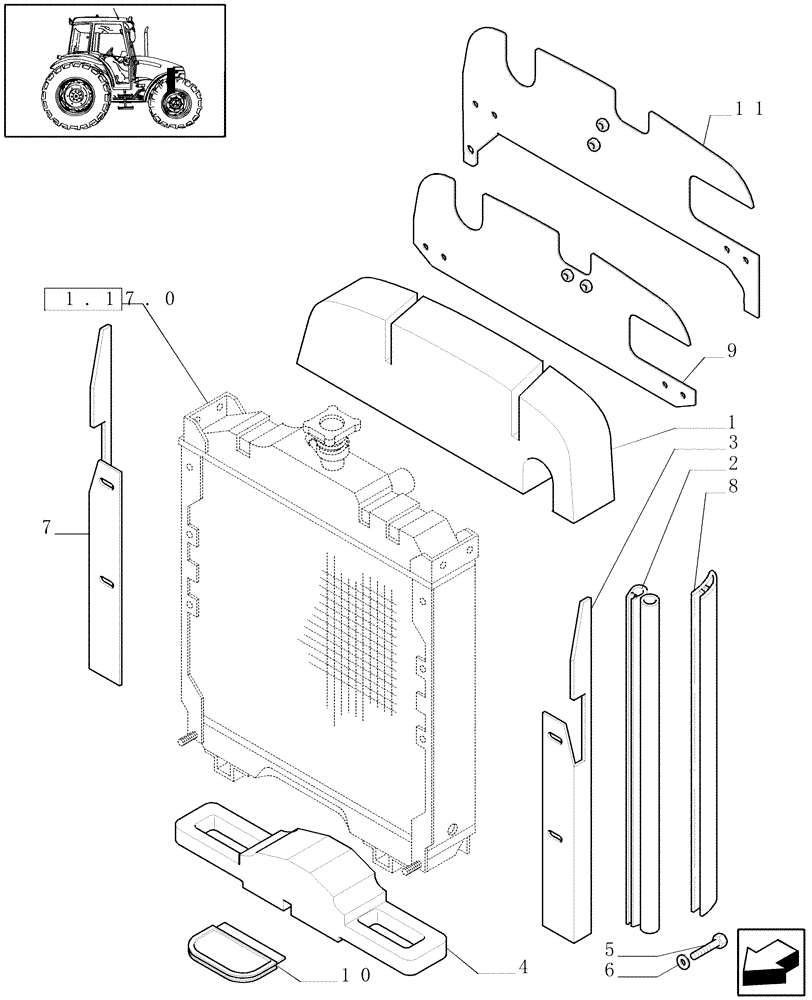 Схема запчастей Case IH JX90 - (1.17.5[01]) - RADIATOR - SEALS - C6489 (02) - ENGINE EQUIPMENT