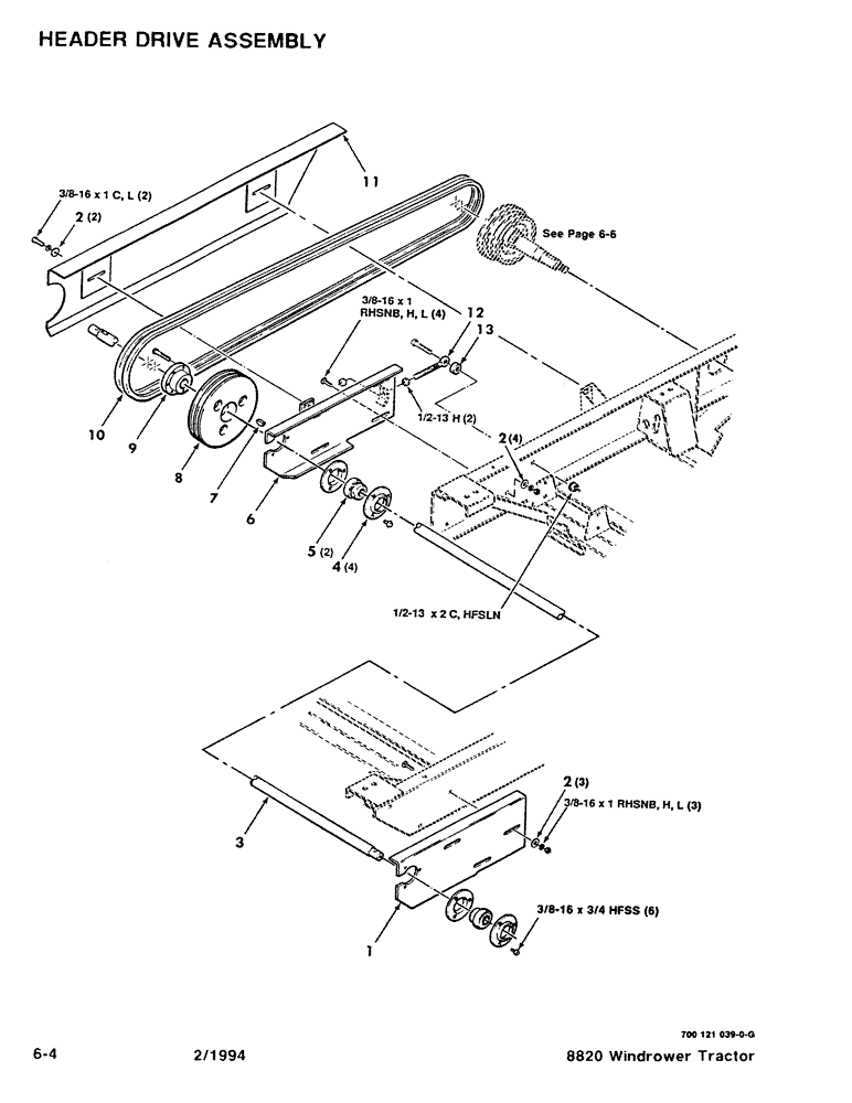 Схема запчастей Case IH 8820 - (6-04) - HEADER DRIVE ASSEMBLY (06) - POWER TRAIN