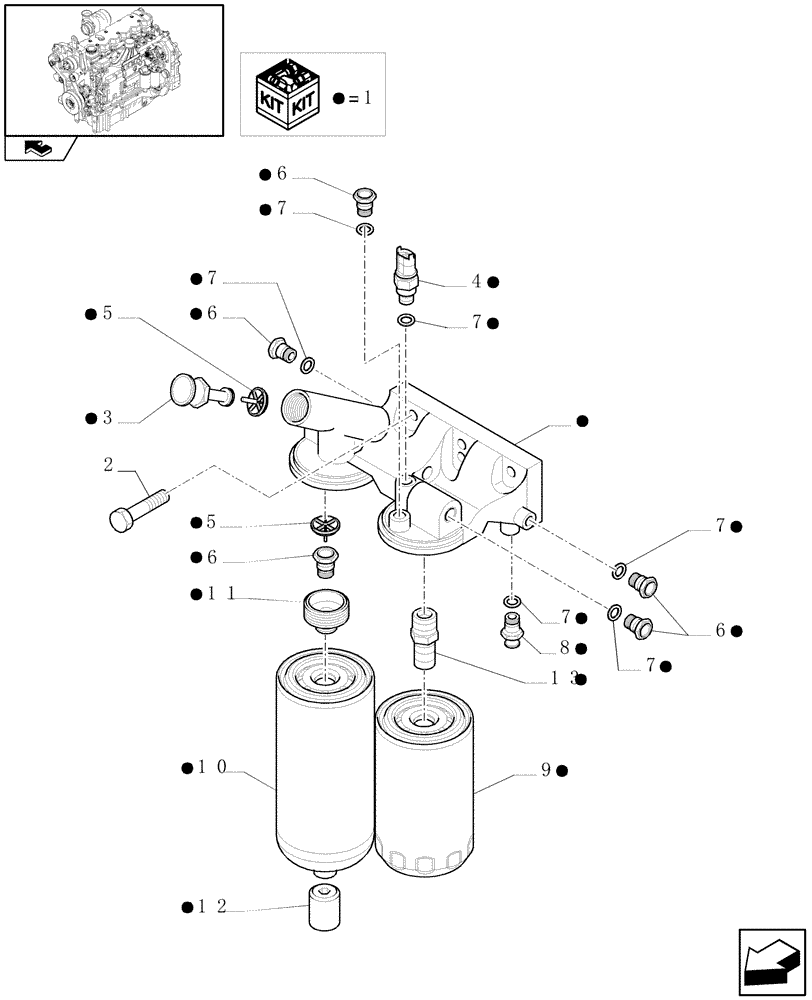 Схема запчастей Case IH PUMA 165 - (0.20.0) - FUEL FILTER (01) - ENGINE